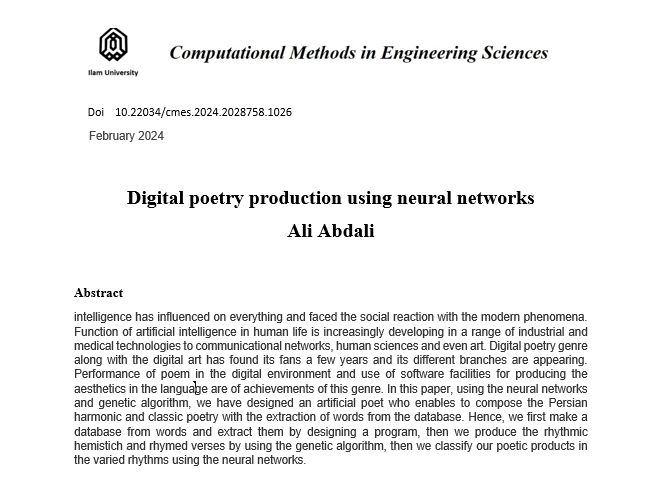 Digital poetry production using neural networks